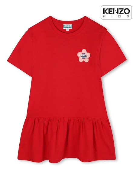 KENZO KIDS Red Logo Short Sleeved Peplum Dress (W59013) | 619 QAR - 767 QAR