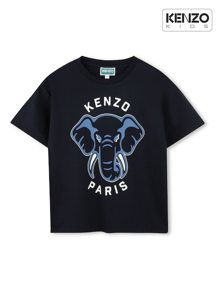 Kenzo Kids Blue Elephant Graphic Logo Short Sleeve T-Shirt (W59014) | 101 € - 133 €