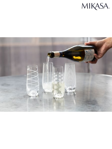 Mikasa Set of 4 Silver Cheers Stemless Crystal Champagne Flutes (W59042) | €39