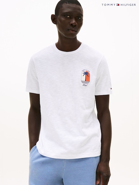 Tommy Hilfiger White Regular Fit Short Sleeve T-Shirt (W59072) | R$ 445