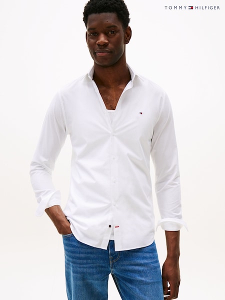 Tommy Hilfiger White Slim Flex Stretch Cotton Poplin Shirt (W59083) | R$ 840