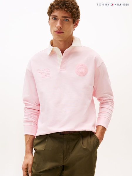Tommy Hilfiger Pink Athleisure Crest Relaxed Rugby Shirt (W59093) | €184