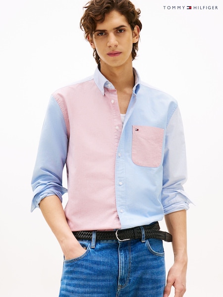 Tommy Hilfiger Blue Colour-Blocked Stripe Relaxed Fit Shirt (W59095) | €143