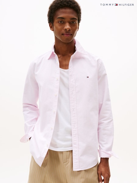Tommy Hilfiger Pink Regular Fit Stripe Oxford Shirt (W59097) | €122