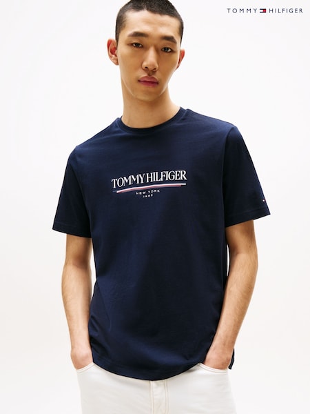 Tommy Hilfiger Blue Logo Crew Neck T-Shirt (W59116) | R$ 395