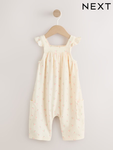 White Floral Baby Long Leg Jersey Romper (0mths-3yrs) (W59127) | AED56 - AED66