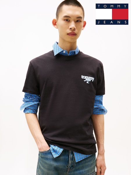 Tommy Jeans Black Signature Back Logo Crew Neck T-Shirt (W59142) | R$ 345