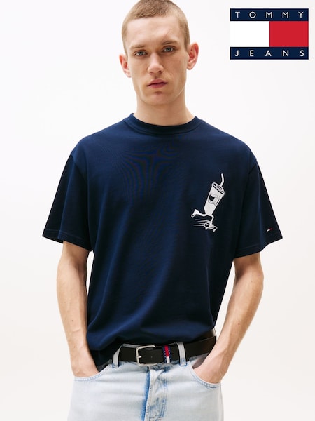 Tommy Jeans Blue Back Logo Graphic Print Relaxed T-Shirt (W59152) | €44