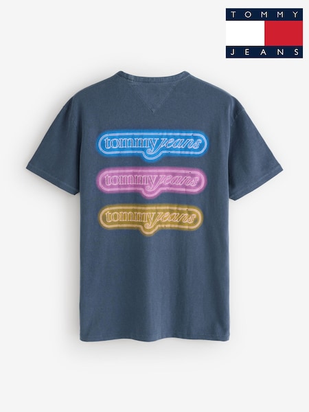 Tommy Jeans Blue Dark Back Graphic Print Crew Neck T-Shirt (W59175) | €28