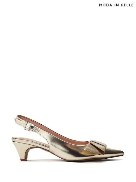 Moda in Pelle Nutmeg Low Pointed Comfort Kitten Heels With Bow Detail (W59206) | €127