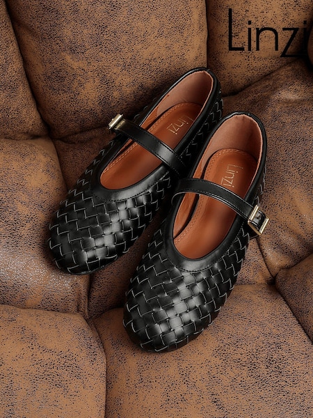 Linzi Black Daily Woven Ballet Flats With Buckle (W59212) | €45