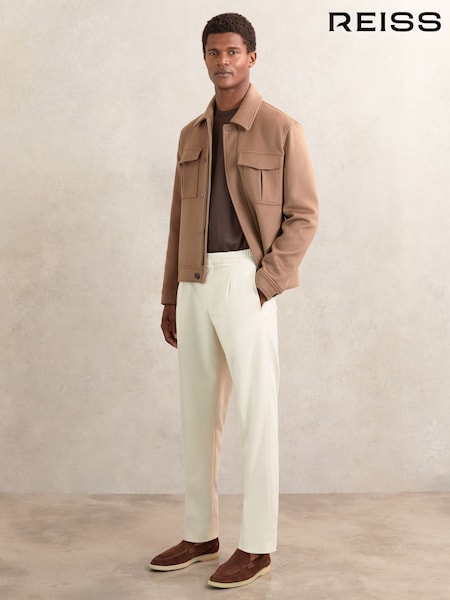 Reiss Ecru Hove Tapered Drawstring Tailored Trousers (W59237) | €195