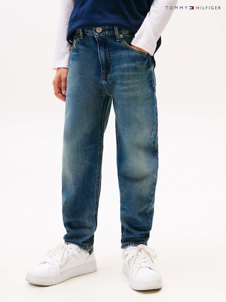 Tommy Hilfiger Blue Logo Embroidery Faded Jeans (W59296) | €63 - €77