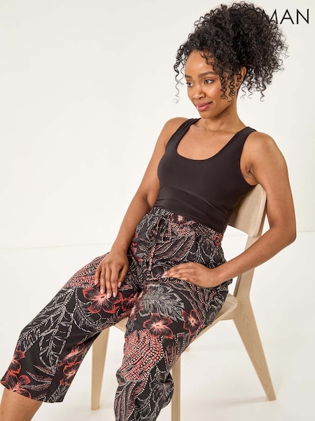 Roman Black Petite Abstract Culotte Trouser (W59299) | €40