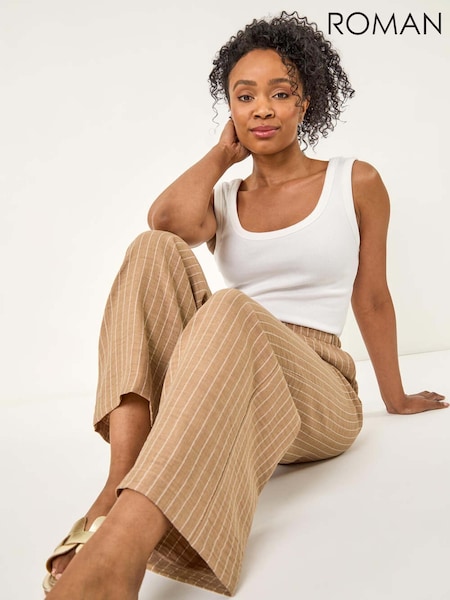 Roman Natural Petite Petite Stripe Pull On Stretch Trouser (W59329) | €45