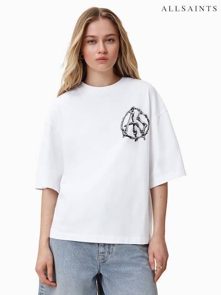 AllSaints White Anatomica Amelie 100% Organic Cotton T-Shirt (W59354) | $96