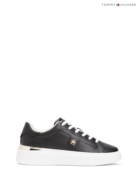 Tommy Hilfiger Black Leather Monogram Court Trainers (W59391) | R$ 1.185