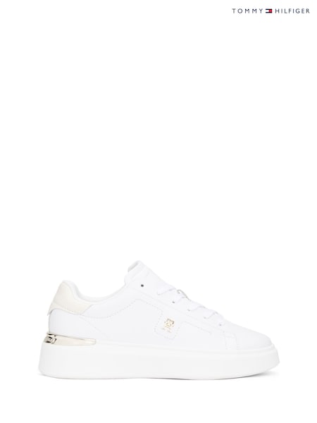 Tommy Hilfiger White Leather Monogram Court Trainers (W59395) | R$ 1.185