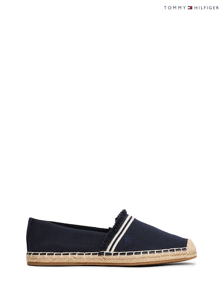 כחול  - Tommy Hilfiger Fringe Canvas Espadrilles (W59398) | ‏327‏₪