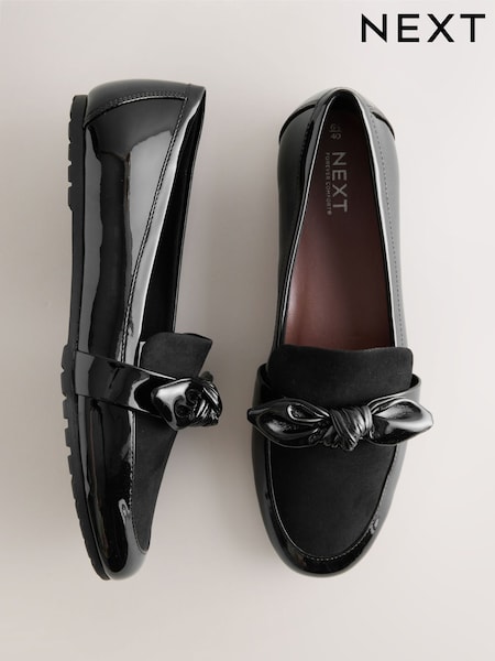 Black Forever Comfort® Bow Round Toe Loafers (W59410) | €31