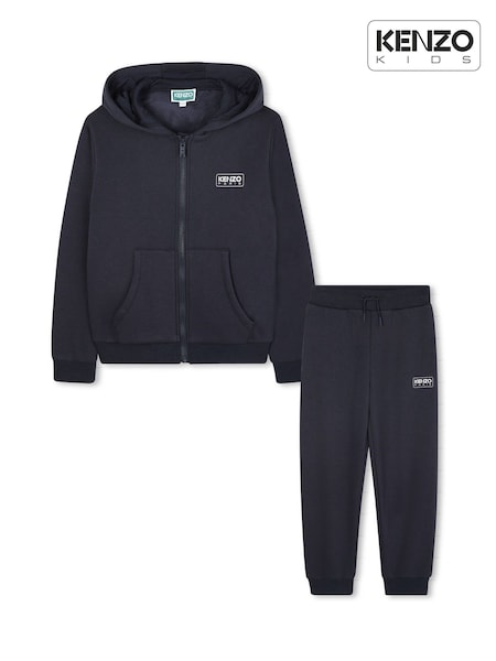 Kenzo Kids Blue Back Graphic Logo Tracksuit Hoodie & Joggers Set (W59516) | 940 QAR - 1,138 QAR