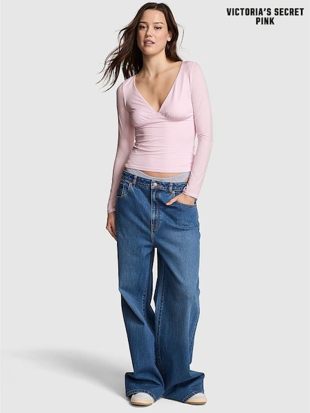 Victoria's Secret PINK Pink Tulip Ruched Long Sleeve Stretch T-Shirt (W59770) | €41.50