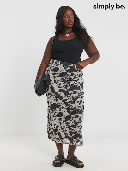 Simply Be Grey Mesh Maxi Skirt (W59830) | €43