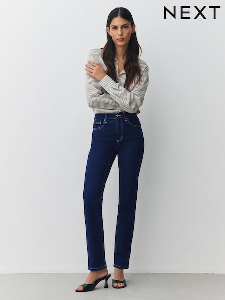 Indigo Blue - Slim Mid Rise Stretch Jeans