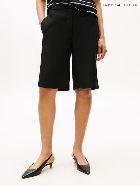 Tommy Hilfiger Black Linen Blend Slim Tailored Shorts (W59916) | €157
