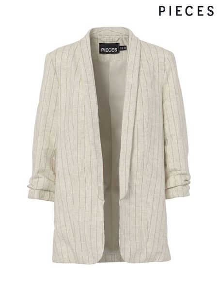 PIECES Cream Relaxed Ruched Sleeve Blazer (W59939) | €56