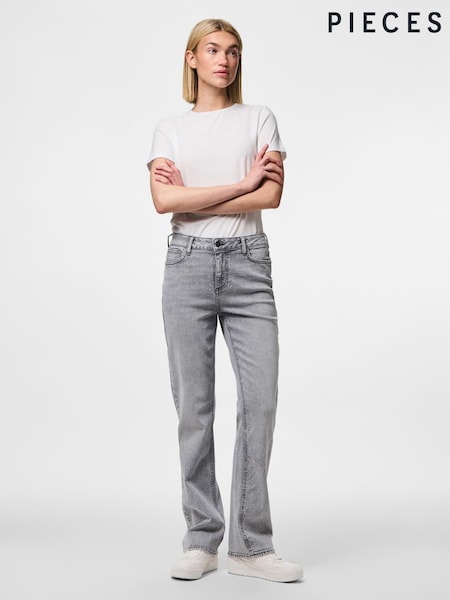 PIECES Grey Mid Rise Straight Leg Jeans (W59941) | € 66