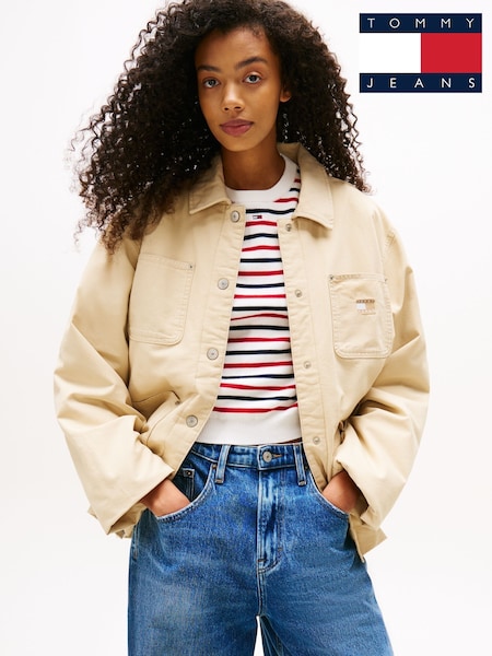 Tommy Jeans Brown Badge Boxy Padded Chore Jacket (W60092) | €179