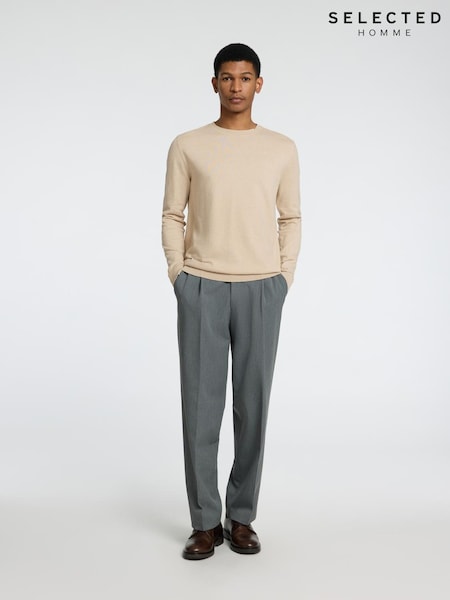 Selected Homme Cream Crew Neck Jumper (W60167) | €58