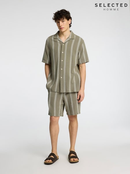 Selected Homme Green Revere Collar Short Sleeve Shirt (W60168) | AED320