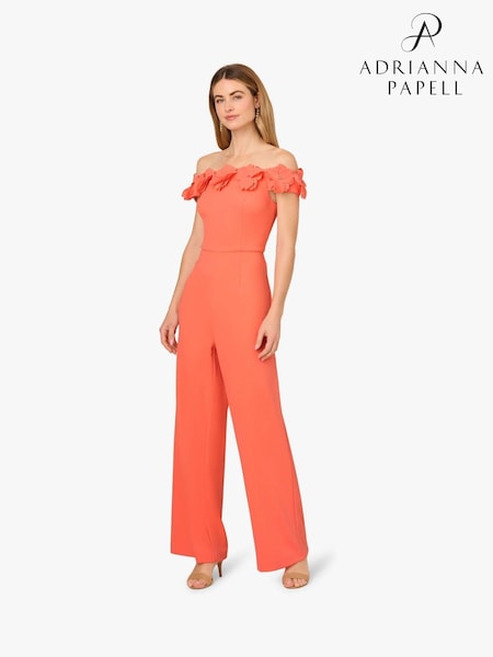 Adrianna Papell Pink Crepe Rosette Jumpsuit (W60176) | 352 €