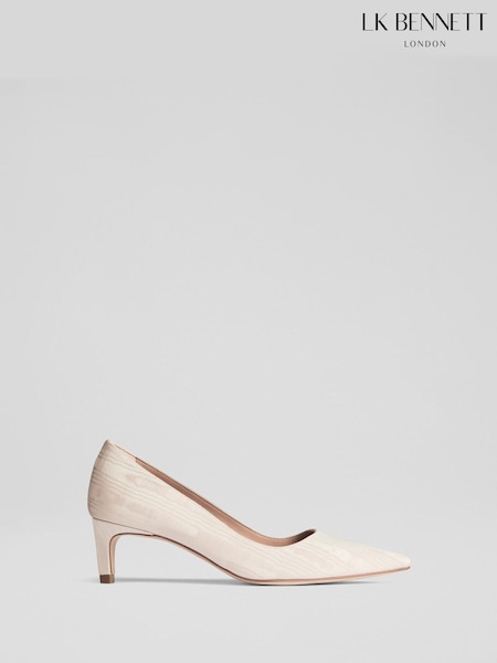 LK Bennett Natural Ava Trench Moire Pointed Kitten Heel Courts (W60257) | €285