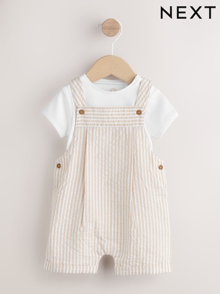 Neutral Stripe Woven Dungaree and Bodysuit Baby Set (0mths-2yrs) (W60279) | €27 - €30