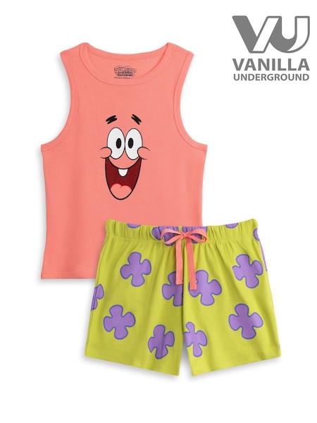 Vanilla Underground Pink Womens Sponge Bob Square Vest and Shorts Pyjamas Set (W60291) | €32