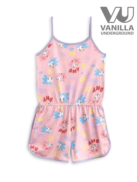 Vanilla Underground Pink Girls Sonic The Hedgehog Sleeveless Playsuit (W60292) | 105 QAR