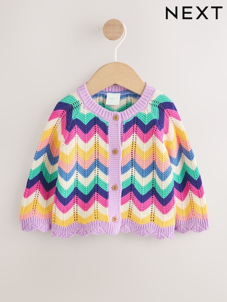 Multi Bright Crochet Striped - Knitted Baby Cardigan (0mths-2yrs) (W60313) | ‏61 د.إ.‏ - ‏ 71‏ د.إ.