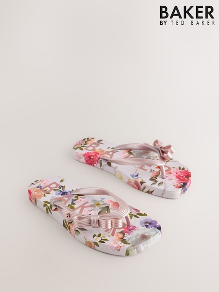 Baker by Ted Baker Pink Square Toe Flip Flops with Bow (W60450) | ‏132 د.إ.‏