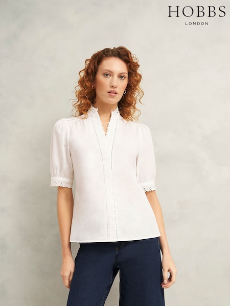 Hobbs White Karis 100% Cotton Blouse (W60454) | R$ 880
