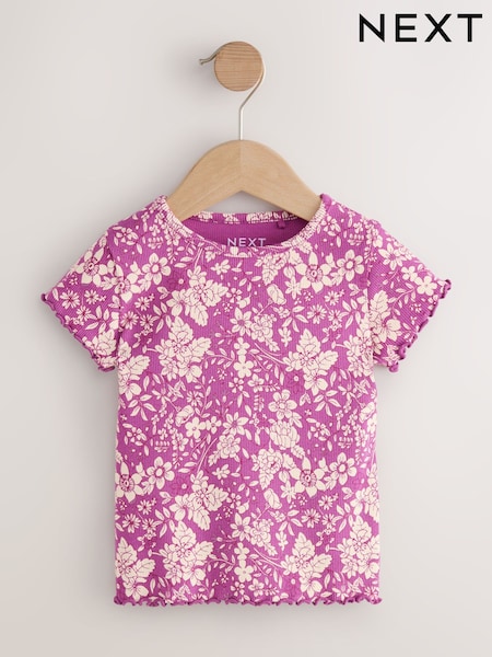 أرجواني زهور - Short Sleeve Rib T-Shirt (3mths-7yrs) (W60469) | ‏18 ر.ق. - ‏29 ر.ق.