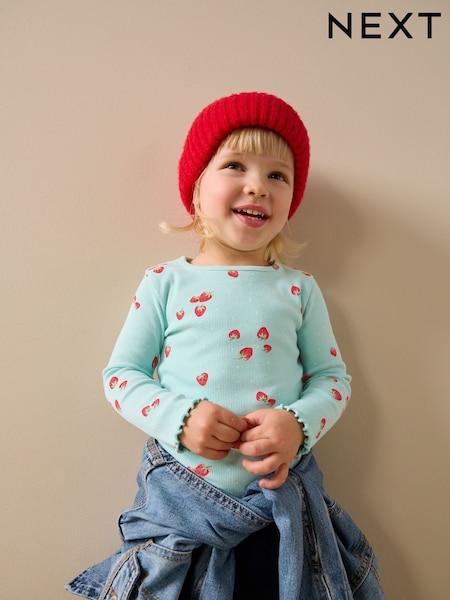 Blue Strawberry Rib Long Sleeve T-Shirt (3mths-7yrs) (W60471) | 26 QAR - 36 QAR
