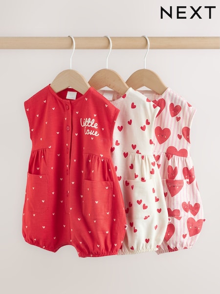 Red Heart Printed Button Through Rompersuit (W60527) | AED107 - AED127