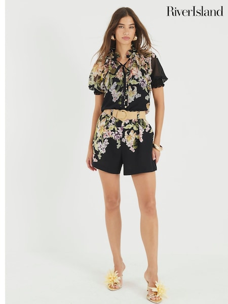 River Island Black Floral Blouse (W60596) | 310 zł