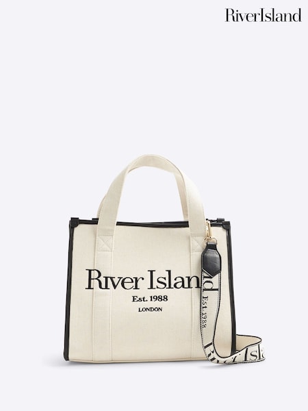 Кремовый - River Island Embroidered Canvas Tote Bag (W60611) | €50