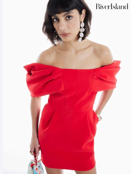 River Island Structured Off Shoulder Dress (W60624) | €105