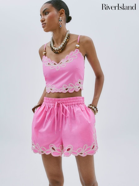 River Island Embroidered 100% Cotton Crop Top (W60630) | 42 €