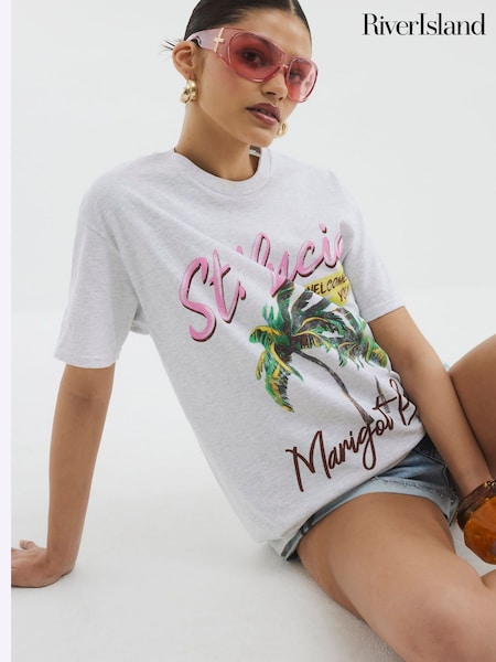 River Island St Lucia Palm Print T-Shirt (W60649) | ‏14 ر.ع.‏